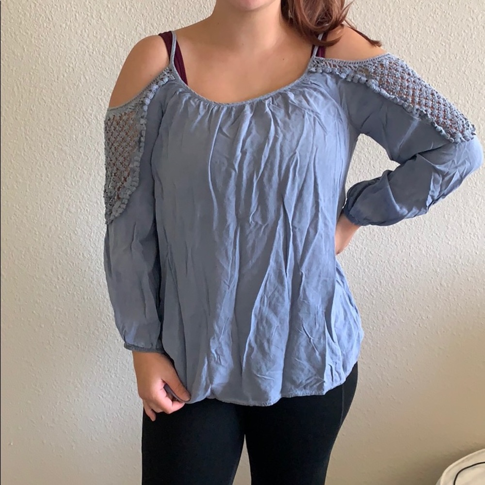 Andree blue cold shoulder top